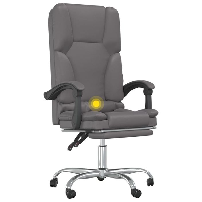 Fauteuil de massage inclinable de bureau Gris Similicuir - Photo n°9