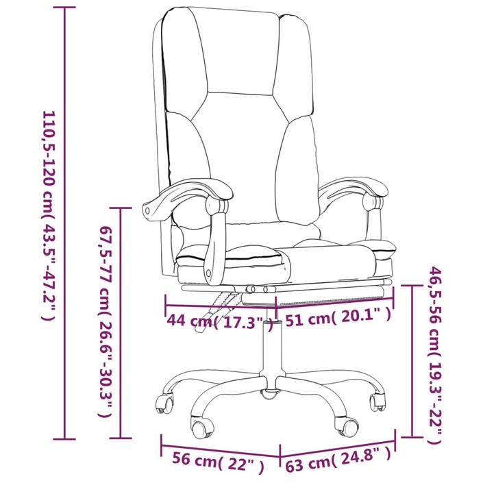 Fauteuil de massage inclinable de bureau Gris Similicuir - Photo n°12