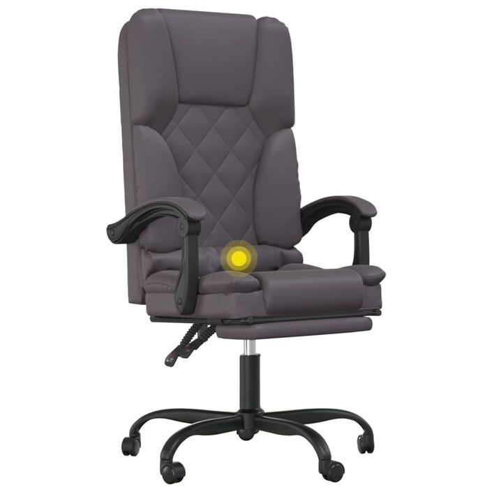 Fauteuil de massage inclinable de bureau Gris Similicuir - Photo n°9