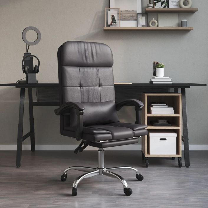 Fauteuil de massage inclinable de bureau Gris Similicuir - Photo n°1