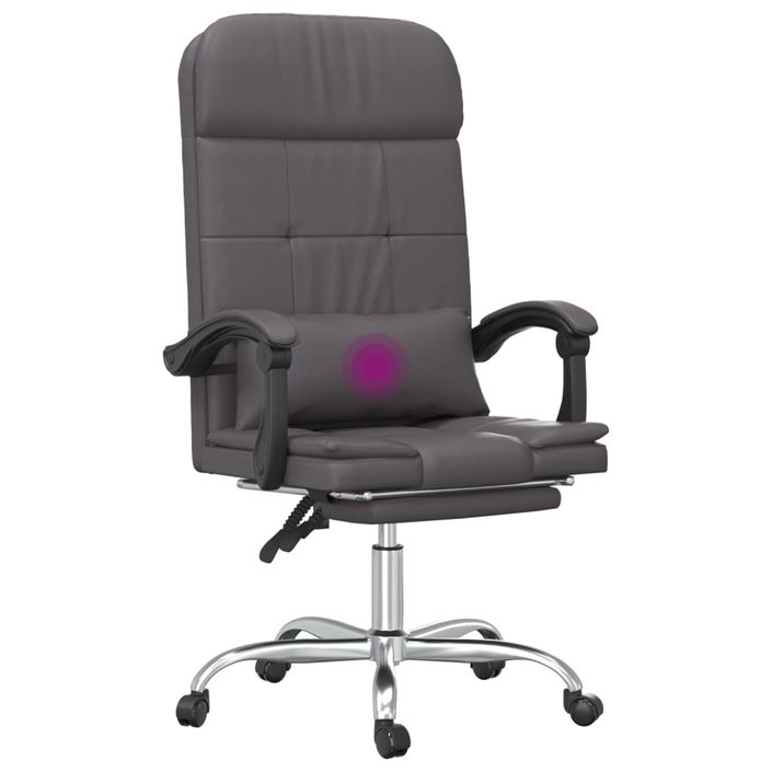 Fauteuil de massage inclinable de bureau Gris Similicuir - Photo n°10