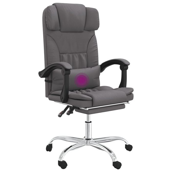 Fauteuil de massage inclinable de bureau Gris Similicuir - Photo n°9