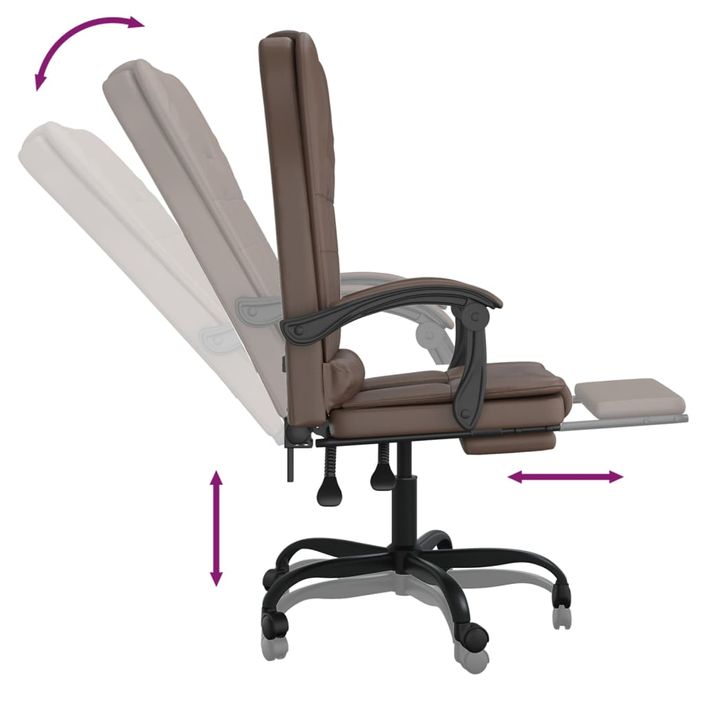 Fauteuil de massage inclinable de bureau Marron Similicuir - Photo n°8