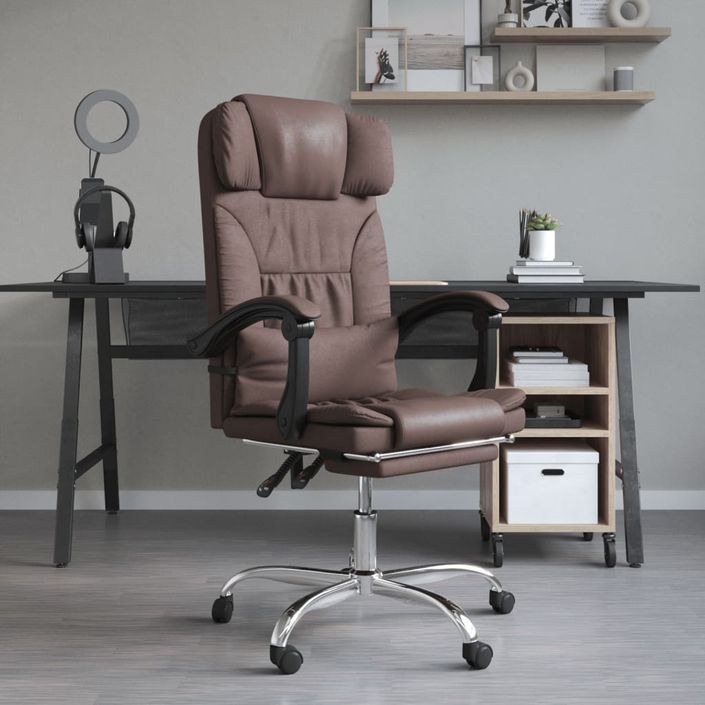 Fauteuil de massage inclinable de bureau Marron Similicuir - Photo n°1