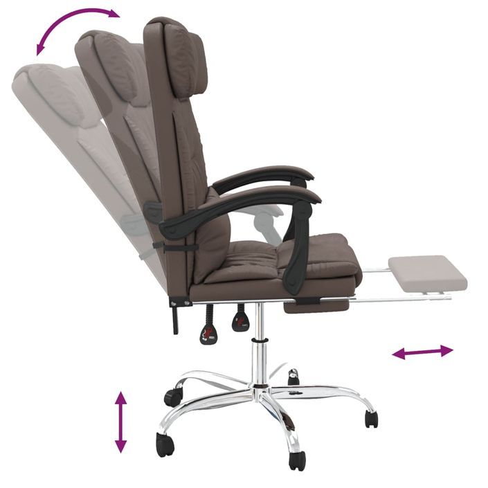 Fauteuil de massage inclinable de bureau Marron Similicuir - Photo n°8