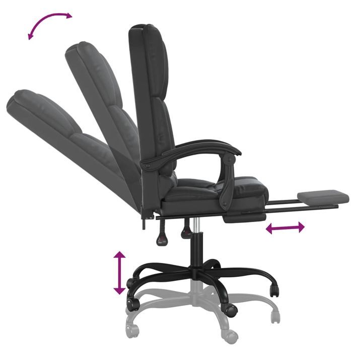 Fauteuil de massage inclinable de bureau Noir Similicuir - Photo n°8