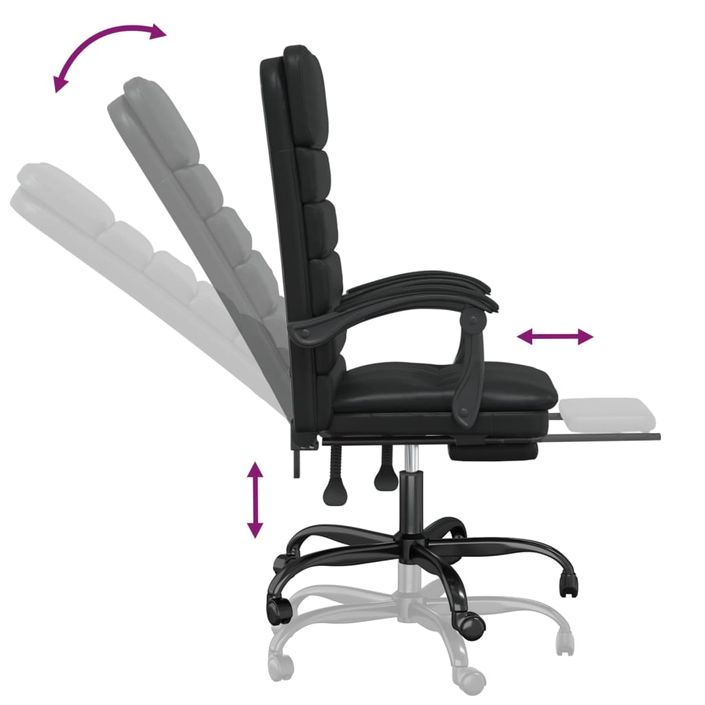 Fauteuil de massage inclinable de bureau Noir Similicuir - Photo n°8