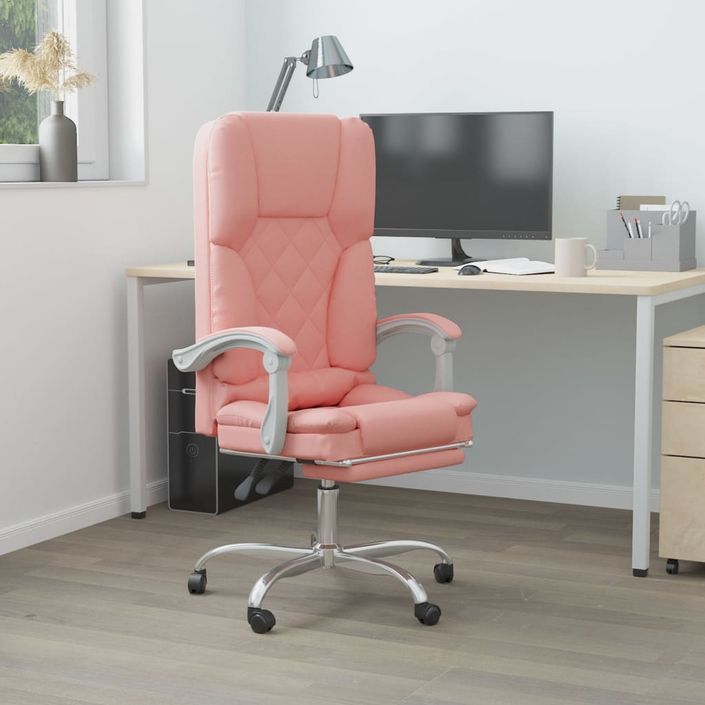 Fauteuil de massage inclinable de bureau Rose Similicuir - Photo n°1