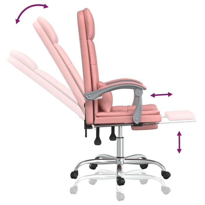 Fauteuil de massage inclinable de bureau Rose Similicuir - Photo n°9