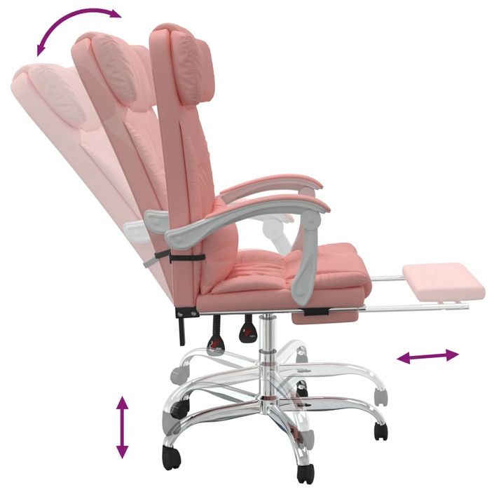 Fauteuil de massage inclinable de bureau Rose Similicuir - Photo n°8