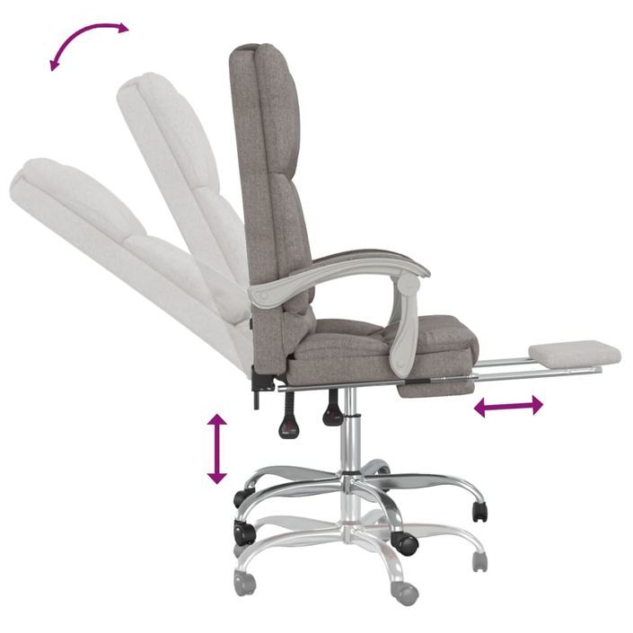 Fauteuil de massage inclinable de bureau Taupe Tissu - Photo n°8