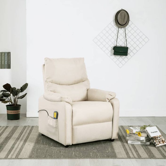 Fauteuil de massage inclinable électrique Crème Tissu 10 - Photo n°1