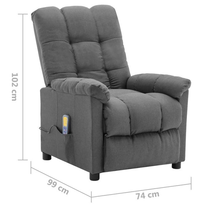 Fauteuil de massage inclinable électrique Gris clair Tissu 3 - Photo n°10