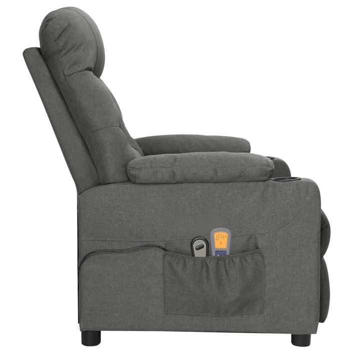 Fauteuil de massage inclinable électrique Gris foncé Tissu 3 - Photo n°4