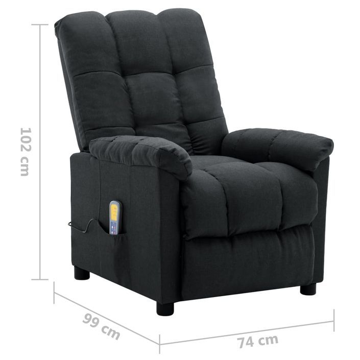 Fauteuil de massage inclinable électrique Gris foncé Tissu Louma - Photo n°10