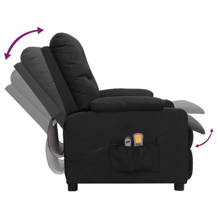 Fauteuil de massage inclinable électrique Noir Tissu 8 - Photo n°6