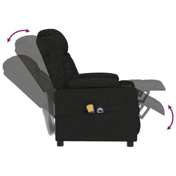 Fauteuil de massage inclinable électrique Noir Tissu 7 - Photo n°7