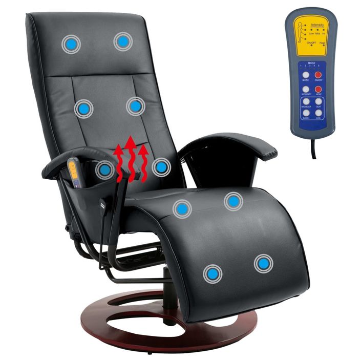 Fauteuil de massage inclinable électrique simili cuir noir Banky - Photo n°6