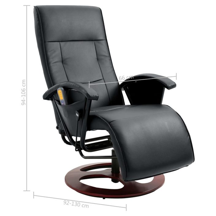 Fauteuil de massage inclinable électrique simili cuir noir Banky - Photo n°10