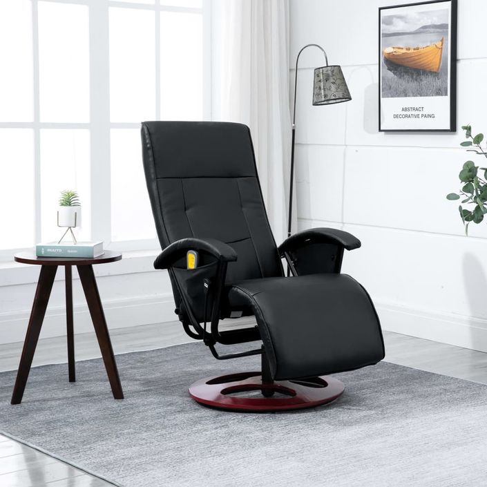 Fauteuil de massage inclinable électrique simili cuir noir Banky - Photo n°11