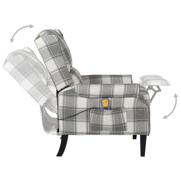 Fauteuil de massage inclinable Gris blanc Tissu - Photo n°4