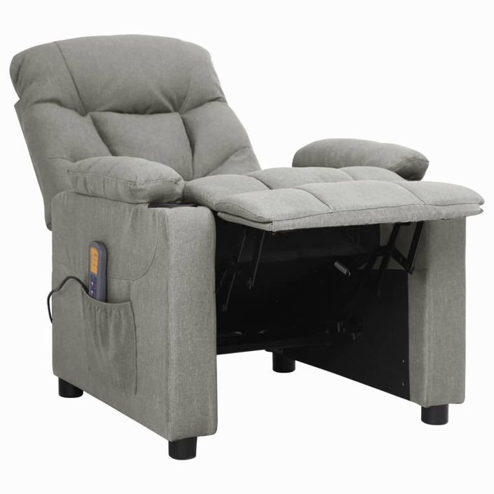 Fauteuil de massage inclinable Gris clair Tissu 22 - Photo n°6