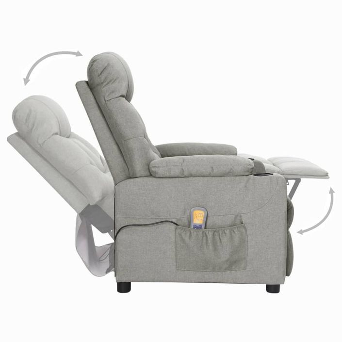 Fauteuil de massage inclinable Gris clair Tissu 22 - Photo n°7