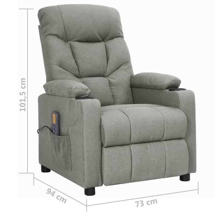 Fauteuil de massage inclinable Gris clair Tissu 22 - Photo n°9