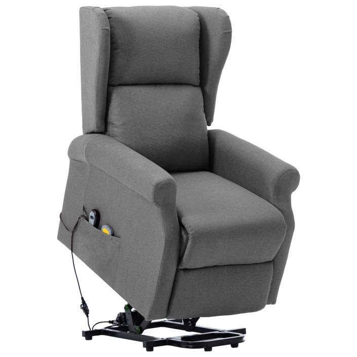 Fauteuil de massage inclinable Gris clair Tissu 10 - Photo n°1