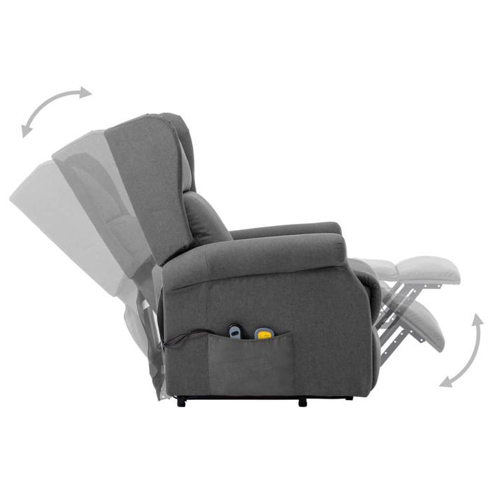 Fauteuil de massage inclinable Gris clair Tissu 10 - Photo n°5