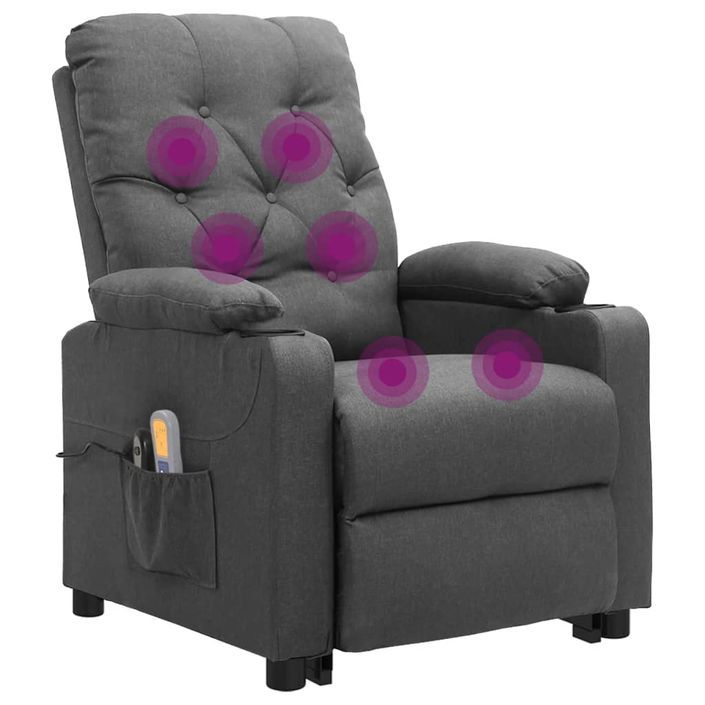 Fauteuil de massage inclinable Gris clair Tissu - Photo n°6