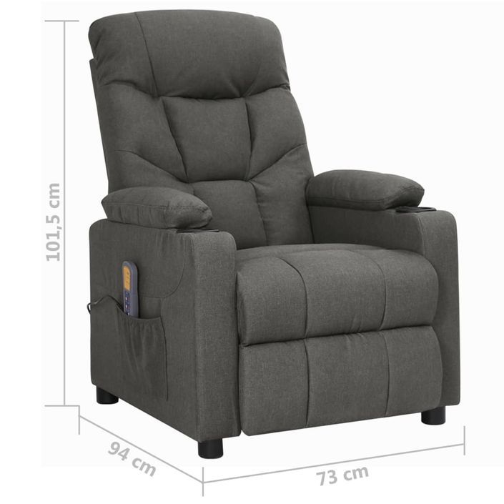 Fauteuil de massage inclinable Gris foncé Tissu 23 - Photo n°9