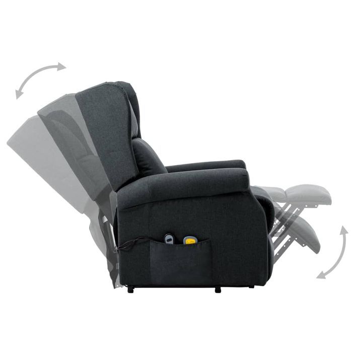 Fauteuil de massage inclinable Gris foncé Tissu 10 - Photo n°5