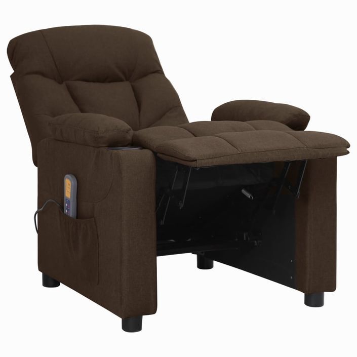 Fauteuil de massage inclinable Marron foncé Tissu 17 - Photo n°6