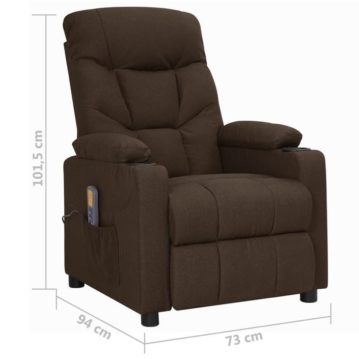 Fauteuil de massage inclinable Marron foncé Tissu 17 - Photo n°9