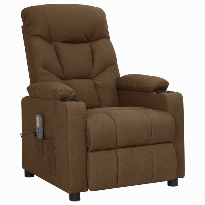 Fauteuil de massage inclinable Marron Tissu 22 - Photo n°1