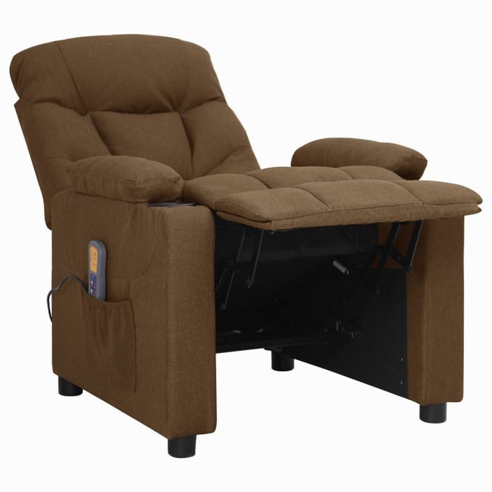 Fauteuil de massage inclinable Marron Tissu 22 - Photo n°6