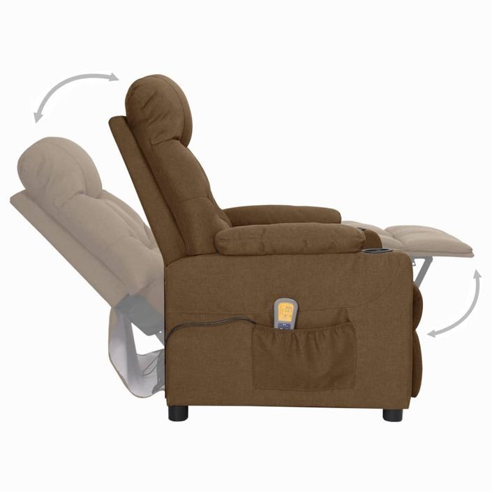 Fauteuil de massage inclinable Marron Tissu 22 - Photo n°7