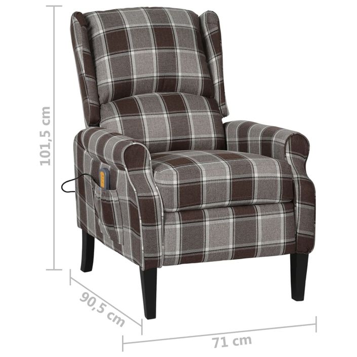 Fauteuil de massage inclinable Marron Tissu 12 - Photo n°7