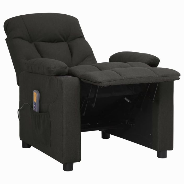 Fauteuil de massage inclinable Noir Tissu 19 - Photo n°6