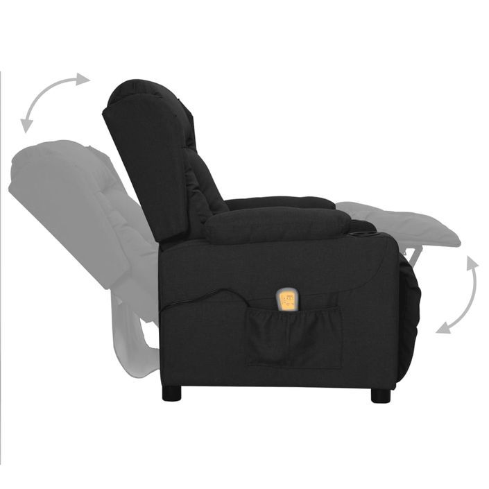 Fauteuil de massage inclinable Noir Tissu 6 - Photo n°4