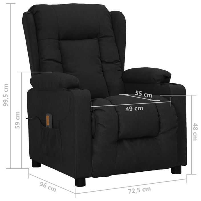 Fauteuil de massage inclinable Noir Tissu 6 - Photo n°8