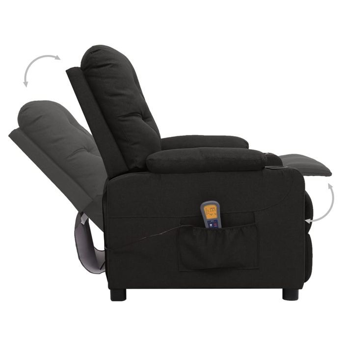 Fauteuil de massage inclinable Noir Tissu 18 - Photo n°5