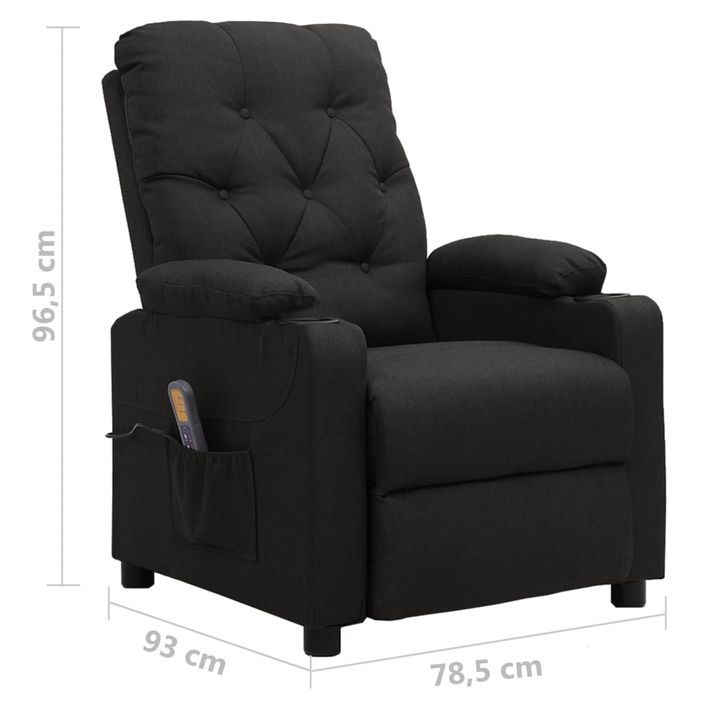 Fauteuil de massage inclinable Noir Tissu 18 - Photo n°8