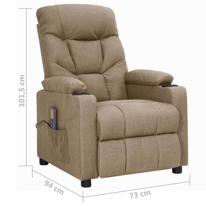 Fauteuil de massage inclinable Taupe Tissu 19 - Photo n°9