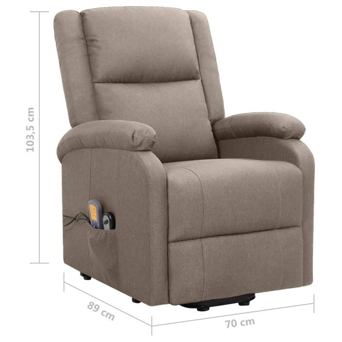 Fauteuil de massage inclinable Taupe Tissu 15 - Photo n°8