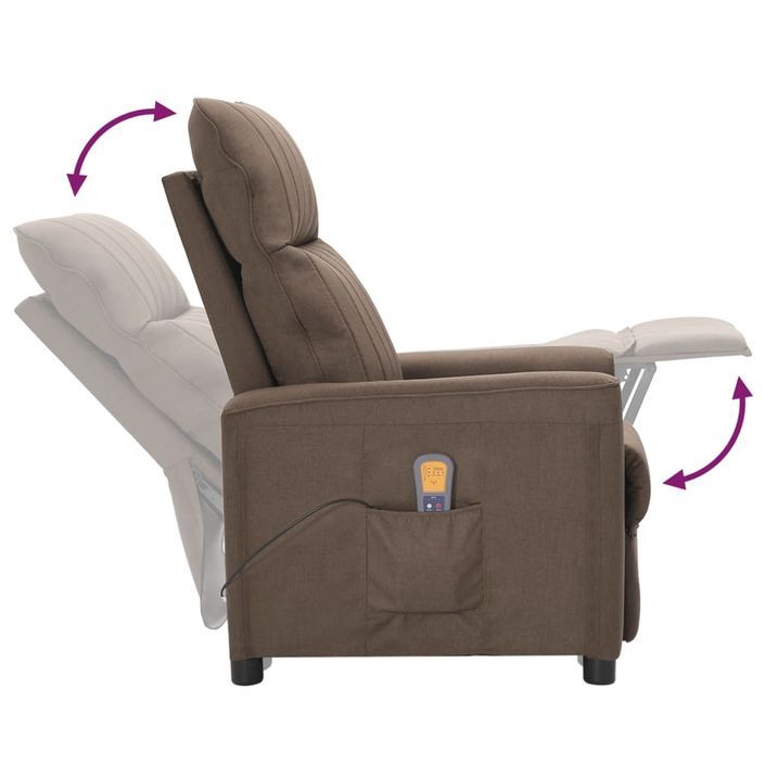 Fauteuil de massage inclinable Taupe Tissu 3 - Photo n°5