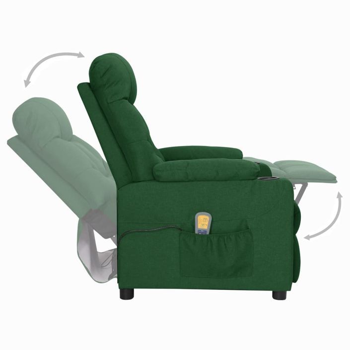 Fauteuil de massage inclinable Vert foncé Tissu 17 - Photo n°7