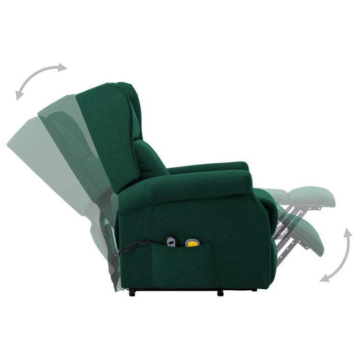 Fauteuil de massage inclinable Vert Tissu - Photo n°5