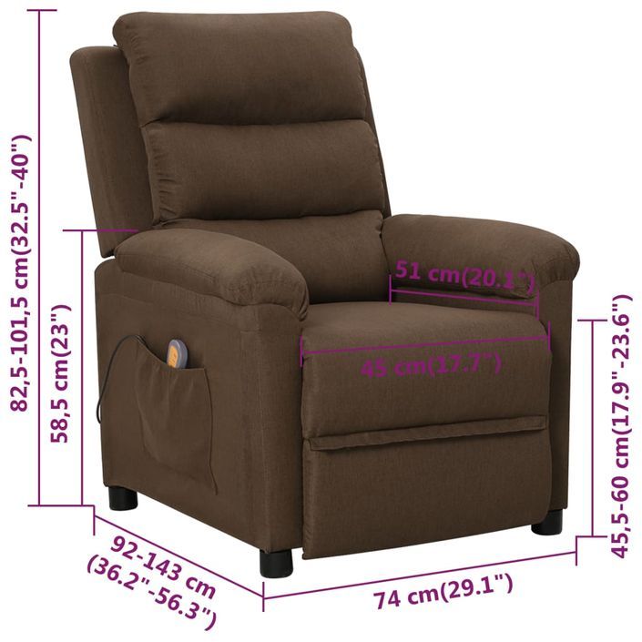 Fauteuil de massage Marron Tissu - Photo n°11